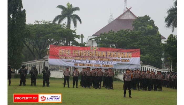 Pemkab Bogor dan Forkopimda Gelar Apel Pasukan Operasi Mantap Brata 2024 Tahap Pungut Suara Pemilu 2024